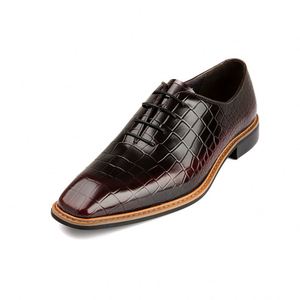 Zapatos de Cuero Modernos y Versátiles para Hombre, Hechos a Mano, con Punta Cuadrada Brillante, con Cordones, Cómodos, Transpirables y Ligeros, para Bodas - Product Image 2