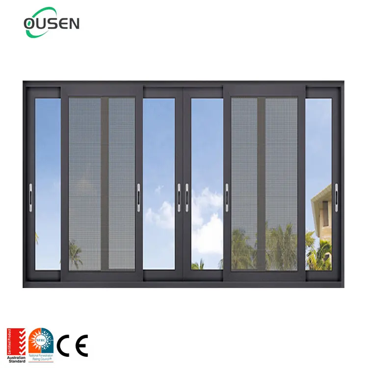 modern house used 3 triple panel sliding aluminium window glass grill frame burglar proof design