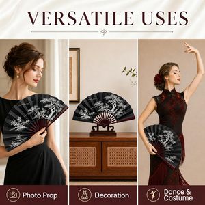 Abanico de Mano de Bambú y Seda Grabado Personalizado, Recuerdo de Boda, Regalos para Fiestas, Abanico de Papel Plegable con Diseño Vintage - Product Image 5