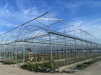 Serres préfabriquées en structure acier de style industriel moderne pour légumes et fleurs