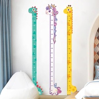 Règle de mesure murale mignonne en forme de dessin animé (Licorne, Dinosaure, Girafe) pour la décoration de chambre d'enfant et de maternelle