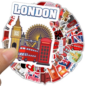 50 Pegatinas Divertidas de Autobús de Londres, Color Rojo, para Niñas Estudiantes, Regalos al por Mayor, Juguetes, Pegatinas Decorativas DIY - Product Image 4