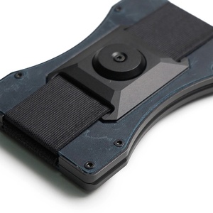 Boshiho Customized Slim Aluminum Genuine Leather Spinning Top <b>RFID</b> <b>Blocking</b> Fashion Men's Business Card <b>Wallet</b> Factory-Direct - Product Image 5