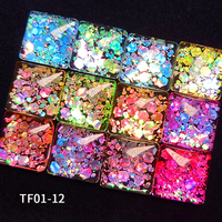 Paillettes 3D œil de chat, mélange de tailles, sirène holographique, couleur changeante, pour l'artisanat des ongles, gobelet, matériel pour ongles