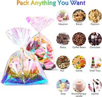 50pcs holographique fête faveur sacs Cellophane sacs Goodie sacs pour anniversaire mariage bébé douche pâques nourriture bonbons sécurité clair