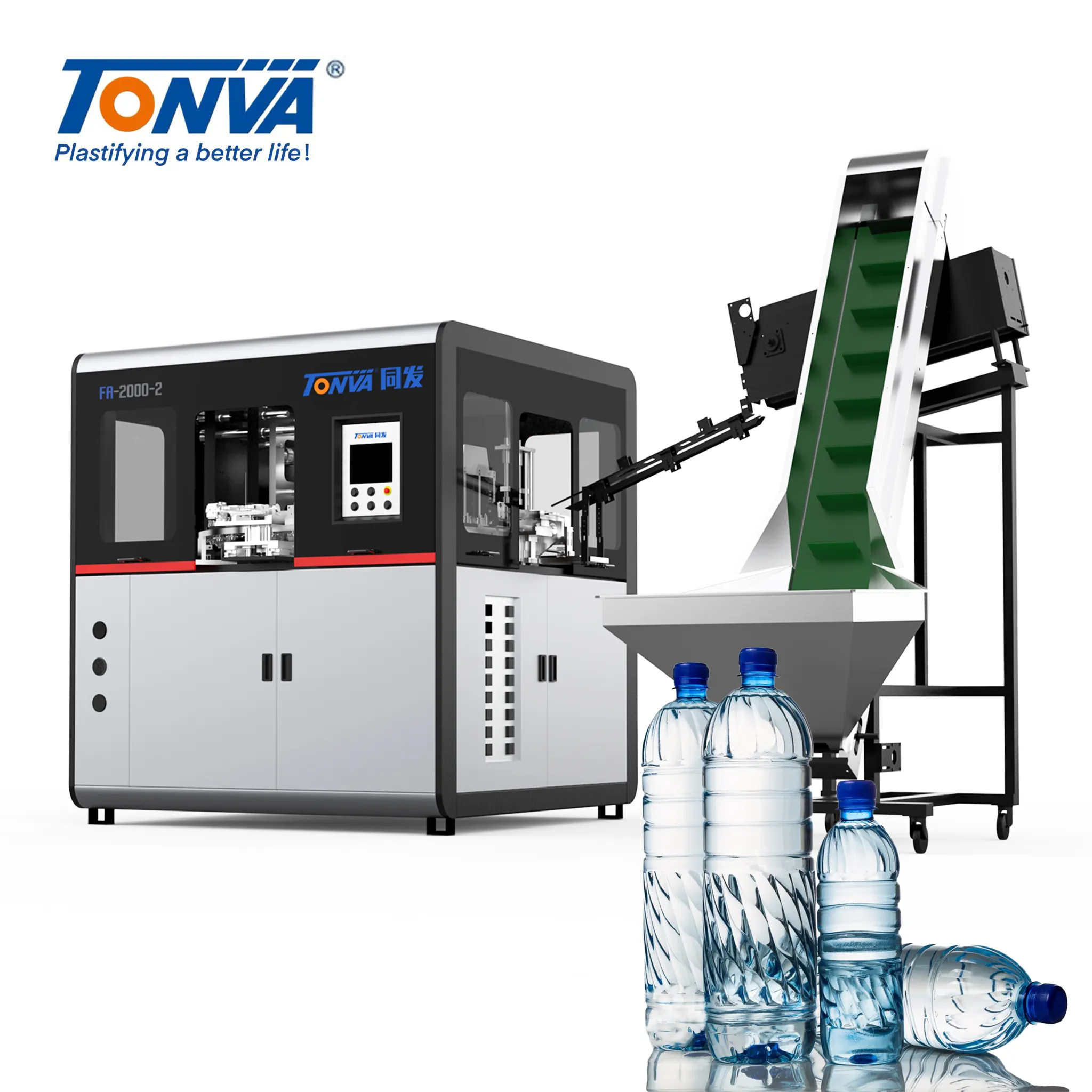 ماكينة صنع قولبة نفخ زجاجات المياه البلاستيكية الأليفة الأوتوماتيكية من TONVA