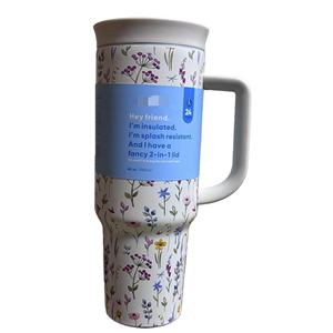 Vaso Térmico Aislado de Metal Ovalado al por Mayor, Vaso Aislado Portátil con Asa y Pajita de 40 oz - Product Image 5