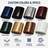 Cuir PU effet croco verni bleu nuit 0,5-1,4 mm de l'usine du Bangladesh pour mocassins et talons de luxe, approvisionnement mondial sans droits de douane, tendance 2026