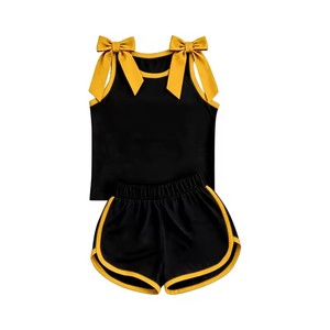 Conjunto de Ropa Casual para Niñas Pequeñas, con Top Corto sin Mangas con Lazo en el Hombro y Detalles en Color, Ropa Deportiva Activa para Niños - Product Image 2