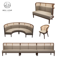 Ensemble de mobilier Ron Group en cuir, table et chaises demi-circulaires en marbre pour café, restaurant et espace commercial