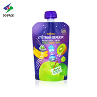 Poche à bec verseur en plastique personnalisée pour jus de fruits pour bébés, avec couvercle, pour emballage de sauces et poches de cuisson sous autoclave