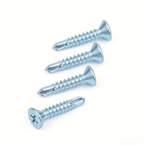 Bibo Yaente Factory Zinc-plated Blue-white Passivated <b>Flat</b> Countersunk Head Self-drilling Self-tapping Drill Tail <b>Screw</b> Metric - Product Image 1