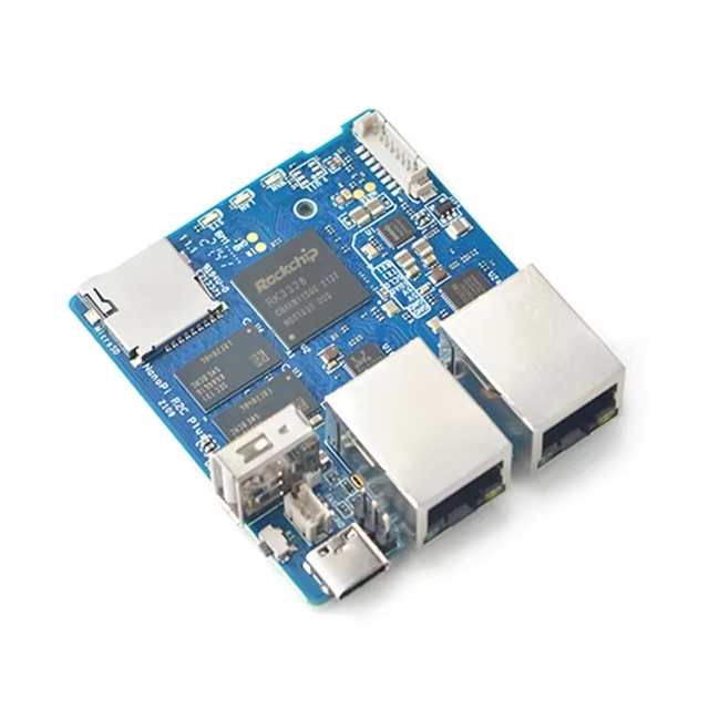 GGDX NanoPi R2C Plus Mini Router RK3328 Dual Gigabit Ethernet Ports 1GB+8GB eMMC Large Memory Board