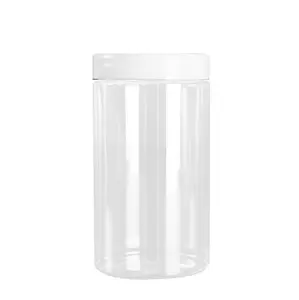 Campione gratuito vaso in PET trasparente con coperchio in alluminio contenitore in plastica per tè caramelle barattolo per alimenti per frutta conservato con coperchio dorato