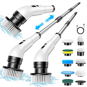 Cepillo de limpieza eléctrico inalámbrico multifuncional, limpiador de pisos de cocina portátil con 6 cabezales reemplazables para baño y piscina - Product Image 4