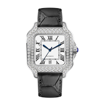 Montre de luxe en acier inoxydable avec diamants sportifs, entièrement sertie, pour hommes et femmes, avec mouvement automatique mécanique et bracelet de 20 mm