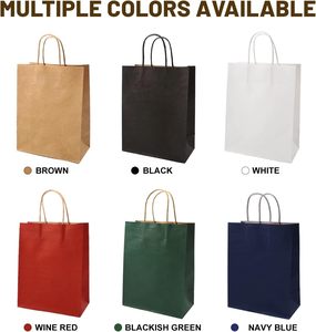 White Brown Eco-Friendly Kraft Paper Twisted Handle Shopping Carrier Bag Custom Logo Printed Supermarket Promotions