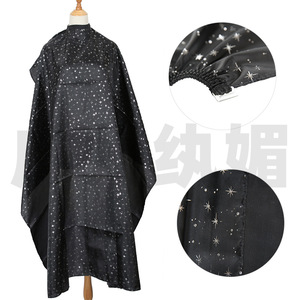 Cape de coiffure noire et blanche à motif étoile en polyester, anti-adhésive, pour salon de coiffure, taille comme indiquée - Product Image 2