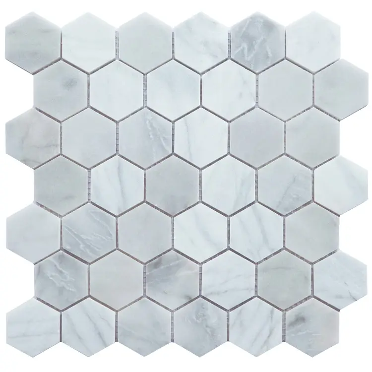 Mosaico de piedra de mármol hexagonal para pared exterior e interior