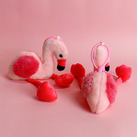 Pendentif de sac flamant rose en peluche mignon, porte-clés oiseau en peluche Kawaii, accessoires de sac animaux tropicaux doux et duveteux, cadeau d'été
