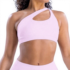 Conjunto de Yoga Rosa de 2 Piezas para Mujer, Top Deportivo Asimétrico de un Solo Hombro con Recortes, Venta al por Mayor, Diseño de Logotipo Personalizado, Impresión 2026 - Product Image 1