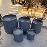 Grands pots ronds pour plantes, pots d'extérieur en fibre de verre, argile, ciment, pots à fleurs pour hôtel et maison