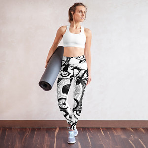 Leggings a Compressione Senza Cuciture - Pantaloni Yoga a Vita Media con Arricciatura in Spandex e Nylon - Product Image 1