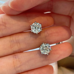IGI Certified HPHT CVD Lab Grown Diamond 1-3 Carat 9K-18K Solid Gold Round Brilliant Cut Color D Trendy 6 Prong <b>Stud</b> Earrings - Product Image 3