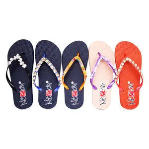 Personalized PVC Thongs with Decorations Summer Daily Use Slipper OEM Custom Logo Sublimation Printed Beach Flip Flops