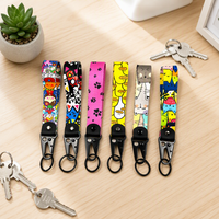 Porte-clés Chat Graffiti Cartoon, Porte-clés Animal Mignon en Métal avec Corde Tressée, Pendentif pour Clés de Voiture