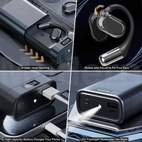 Écouteurs M116 rotatifs réglables avec crochet d'oreille Écouteurs indicateurs de batterie de sport avec fonction Power Bank et fonction lampe de poche