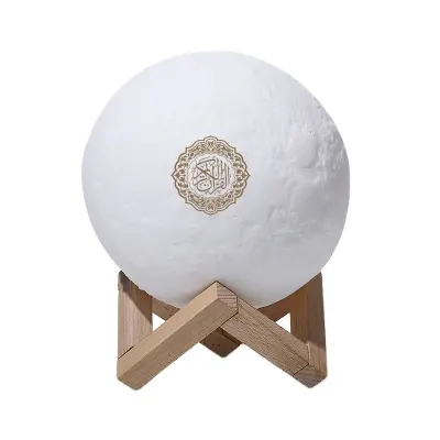 3D การควบคุมระยะไกลดวงจันทร์แบบชาร์จไฟ Led คัมภีร์กุรอานโคมไฟลำโพงมุสลิม