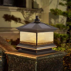 Lampe solaire à pilier en aluminium et verre, étanche IP65, pour villa, jardin, <span class=keywords><strong>portail</strong></span>, clôture, nouvelle lampe de paysage rétro chinoise antique - Product Image 5