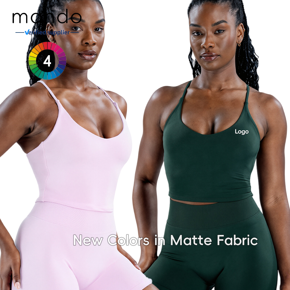 New Color Matte Finish High-Quality Fabric Yoga Tank Top Women's V-Neck Cross-Strap Fitness Running Vest Wholesale