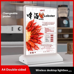 Led sạc A4 Máy tính để bàn hộp đèn hai mặt vẽ cho trà sữa cửa hàng đêm thị trường quảng cáo hiển thị LED Hộp ánh sáng - Product Image 5