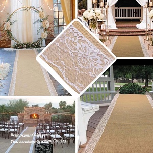 Tapis de couloir de mariage en toile de jute naturelle de 40 pouces avec dentelle pour un thème vintage - Product Image 6