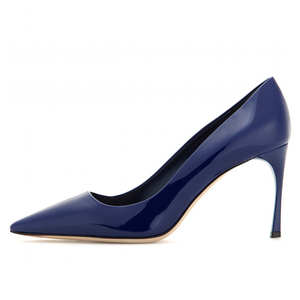 Luxury Elegant Factory Direct <strong>Women</strong> <strong>Navy</strong> Blue Patent Leather <strong>Pumps</strong> Pointed Toe High Heel Custom Logo Office Gala Wholesale - Product Image 2