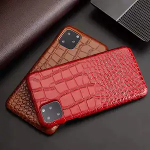 IPhoneため11 Leather Back Case Original Design Crocodile Leather Phone Case Cover Slim Luxury Case