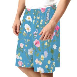 Custom image Men's Summer Home Wear Custom Logo Satin and Knitted <b>Pajama</b> <b>Shorts</b> Long Knee-Length Sleepwear with Soft Ice <b>Silk</b> Printed Set - Product Image 6