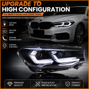Para <span class=keywords><strong>BMW</strong></span> Serie 5 G30 G38 2018-2020, Conjunto de Faros Delanteros con Proyector Láser Bi-LED Doble Estilo M3 CS, Señal de Giro Secuencial DRL - Product Image 2