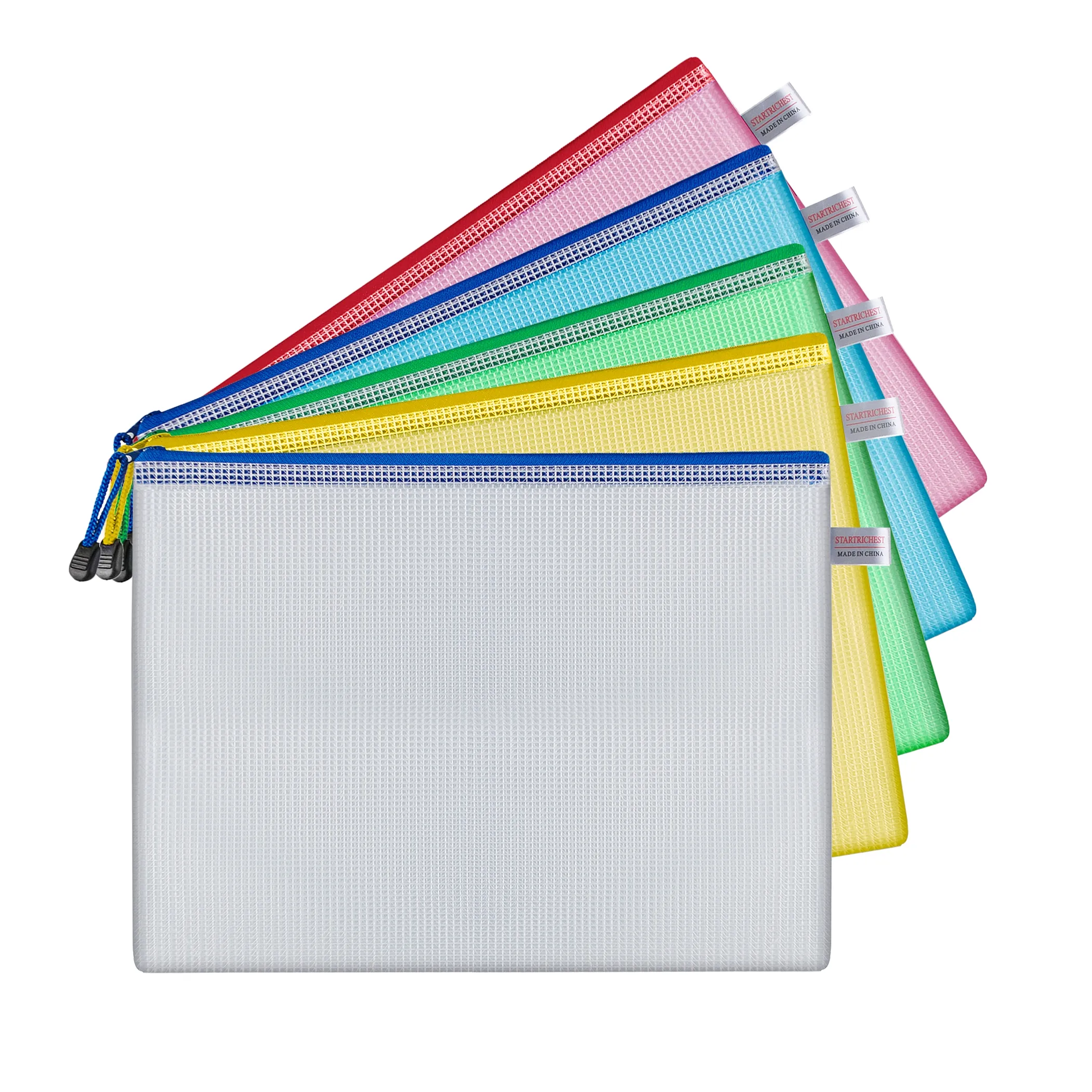 Custom A3 A4 Zip Lock Waterproof Document Bag PVC Stationery Pocket Plastic Transparent A4 Size File Folder Bag with Zipper
