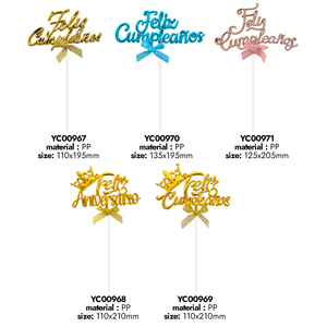 YACHEN <strong>Gold</strong> Cake Decorations Plastic PP Feliz Cumpleanos <strong>Spanish</strong> Happy Birthday Cake Topper Party Baking Decoration Supplies - Product Image 2