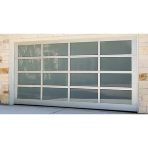 Customized White Modern Glass residential aluminum garage doors automatic motor garage