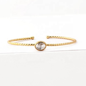 Bracelet manchette en amazonite naturelle rare bracelet vert réglable bijoux en plaqué or design à la main bracelet cadeau d'anniversaire pour mère - Product Image 3