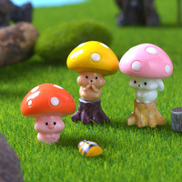 Figurine en résine 3D Kawaii en forme de champignon animal, peinte à la main, créative, mignonne et étrange, modèle de mascotte, cadeau tendance pour bureau, vente en gros