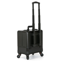 Nouvelle valise de rangement professionnelle en aluminium ABS de 17 pouces grande capacité pour kit cosmétique, trousse de maquillage sur roulettes avec barre de traction