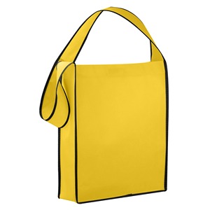 Sac fourre-tout personnalisé en non-tissé avec logo, à soufflet et bandoulière unique, idéal pour les cadeaux promotionnels <span class=keywords><strong>de</strong></span> salons professionnels - Product Image 4