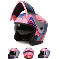 Couleur rouge ABS DOT professionnel intégral Flip Up imprimé masque réponse rapide refroidissement cloche dur classique casque de moto pour fille