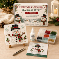 Kit d'art DIY en mosaïque de verre marin pour Noël, ensemble de loisirs créatifs de Noël, carreaux de verre océanique en gros avec fournitures complètes, ornement de Noël