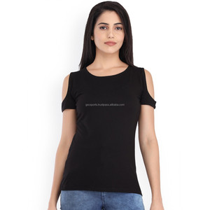 Camiseta de hombros fríos con cuello en V profundo para mujer, camisas de hombros fríos personalizadas de colores personalizados para mujer con material de tela transpirable - Product Image 5